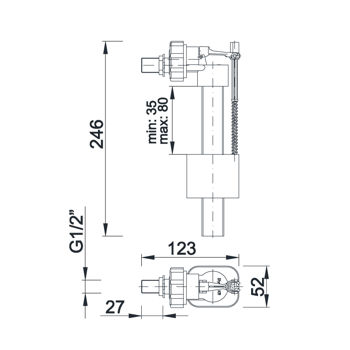 cumpără Mecanism pentru alimentare laterala a rezervorului D. 1/2" cupru STY-712-R   STYRON în Chișinău 