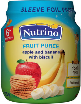 Piure NUTRINO mere, banane si biscuiti 125g (6 luni) 