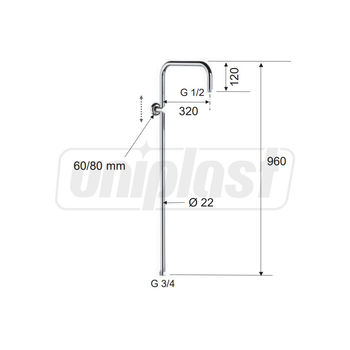 cumpără Bara de dus 329X cu suport reglabil dupa inaltime, H=96 cm, 3/4"  REMER în Chișinău 