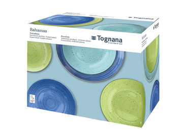Набор столовой посуды Tognana Bahamas 18ед, три цвета, фарфор 