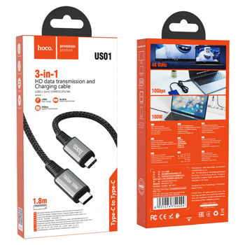 Hoco US01 USB3.1 GEN2 10Gbps 100W super-speed HD data transmission and charging cable(L=1.8m) 