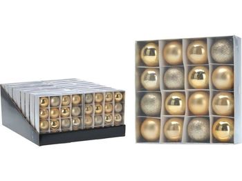 Set globuri pentru brad 16X40mm, aurii in cutie 