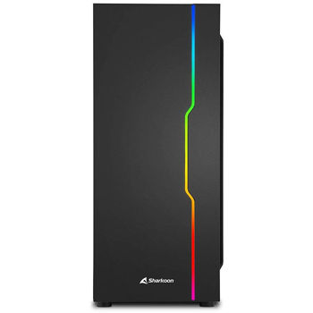 Компьютерный корпус Case Sharkoon RGB SLIDER Black  ATX Case, Side Panel of Tempered Glass, no PSU, Tool-free, Cable Management, Front Panel ARGB LED Strip, Fans: Rear 1x120mm installed, ARGB Controller, 2x3.5" / 5x2.5", 2xUSB3.0, 1xUSB2.0, 1xHeadphones (carcasa/корпус)