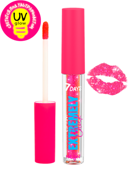 купить 7DAYS EXTREMELY CHICK Блеск для губ светящийся с блестками UVglow Neon / 201 Pop-rose, 2,5 мл в Кишинёве 