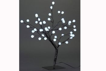 Copac decorativ "Stelute" 40cm, 32microLED, alb-cald, pe baterii 