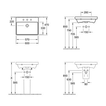 Lavoar suspendat 600 mm Villeroy & Boch Avento 