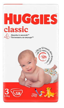 Подгузники Huggies Classic 3 (4-9 кг), 58 шт. 