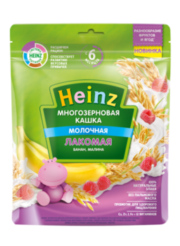 Каша Heinz Лакомая многозерновая банан-малина 170г с 6месяцев 