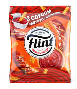 Сухарики Flint со вкусом барбекю 70 гр + соус кетчуп 15 гр 