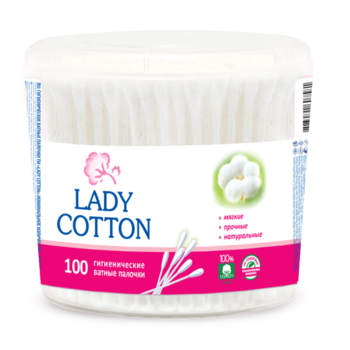 Beţişoare cu vată Lady Cotton, ambalaj plastic, 100 buc. 