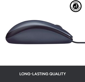 Mouse Logitech B100 OEM, Optical, 800 dpi, 3 buttons, Ambidextrous, Black, USB 