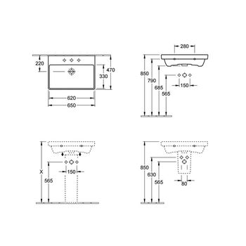 Lavoar suspendat 650 mm Villeroy & Boch Avento 