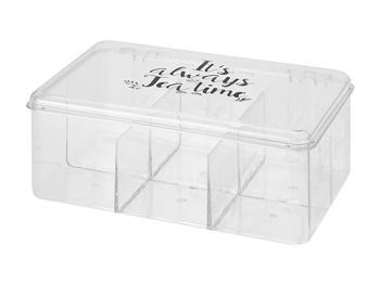 Коробка для чая 6 ячеек 21.5X14.5X9cm, пластик 