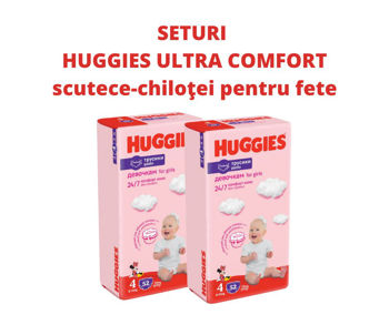 1 Set 2 pachete scutece-chiloţel Huggies pentru fetiţă 4  (9-14 kg), 2x52 buc. 