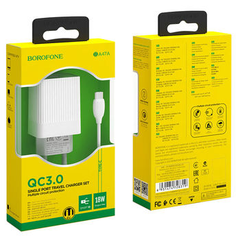 Borofone BA47A Mighty Speed + Кабель Type-C (QC3.0) [White] Зарядное устройство Borofone 