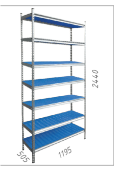 купить Стеллаж металлический с пластиковой плитой Moduline 1195x505x2440 мм, 7 полок/PLB в Кишинёве 