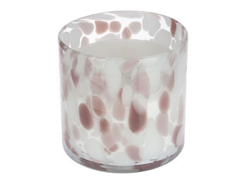 Lumanare in candelabru de sticla "Сilindru" 10X10cm White Pink Dots 