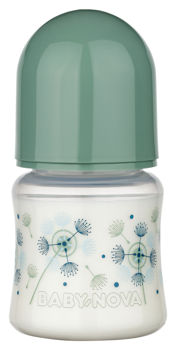 "Baby-Nova" Силиконовая бутылочка для кормления с широким горлышком, 150 мл, для детей от 0 до 24 месяцев, с медленным потоком, без BPA, с дополнительной соской, 1 шт. 