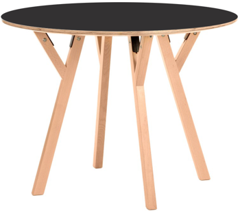 купить Круглый стол из дерева, окрашенного в черный цвет, на ножках из бука с алюминиевым портом. в Кишинёве 