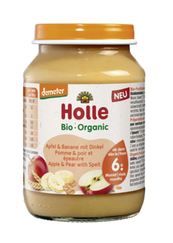 Яблочное пюре Holle, бананы с полбой (6 месяцев+) Bio Organic 190г 