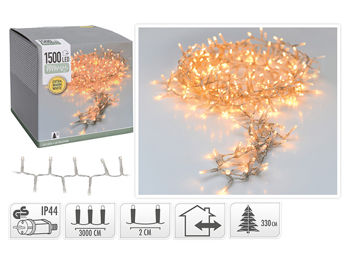 Luminite de Craciun "Fir" 1500LED extra alb-cald, 30m, cablul transparent 