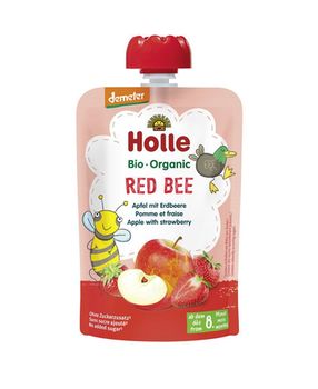 Piure de mere și căpșuni Holle Bio Organic Red Bee (8 luni+), 100g 