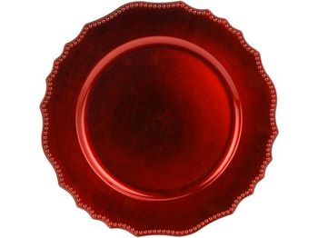 Тарелка декоративная 33cm волнистая красная 