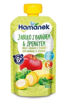 Piure Hamanek de mere, banană, spanac (6+ luni), 100 g 