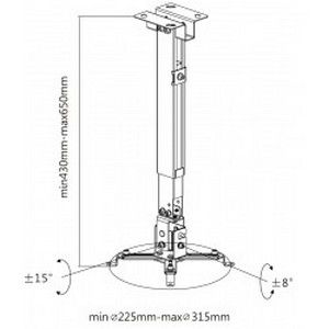Ceiling/Wall Mount Reflecta, "TAPA" Universal  White, 430-650mm, max.load 20kg, 23054 