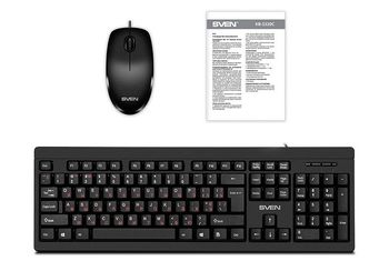Keyboard & Mouse SVEN KB-S320C, Fullsize layout, Splash proof, Fn key, Black, USB 