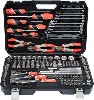 KIT DE UNELTE PROFESIONALE YATO 1/2",1/4", 3/8", 129 elemente 