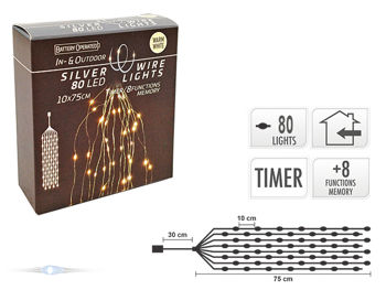 Luminite de Craciun "Cascad" 80microLED alb-cald, 8m, 3XAA, 8reg 