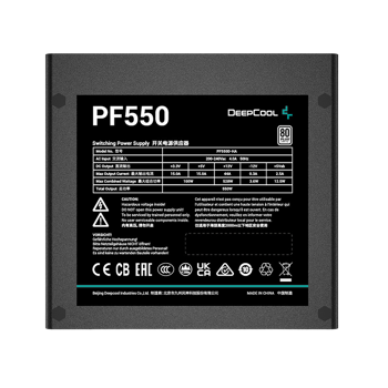 Power Supply ATX 550W Deepcool PF550, 80+, Active PFC,  Black Flat Cables, 120 mm silent fan 