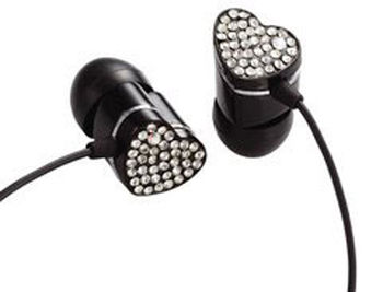 E11003 ELECOM HEART "Gem Drops" Jewel Type Stereo Headphones - (Black, Crystal clear), 20 Hz to 20 kHz, 16 Ohm, 100 dB/1 mW (mini casti/мини наушники)
