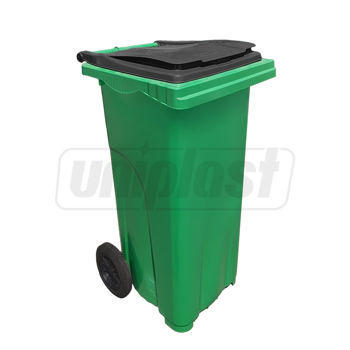 купить Бак мусорный 120 л (HDPE) на колесах (зеленый с черной крышкой)  UNIPLAST TR в Кишинёве 