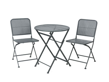 Set mobilier 3 unitati: masa D60, H70cm si 2 scaune 38X41XH78cm, gri 