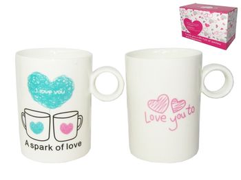 Set cani 2buc, 280ml "Love", in cutie cadou 