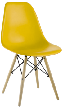купить Пластиковый стул с деревянными ножками, 500x460x450x820 мм, желтый в Кишинёве 