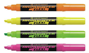 Маркер текстовый Centropen d-4 мм. Розовый Скошенный Highlighter Flexi 