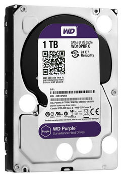 3.5" HDD  1.0TB-SATA- 64MB  Western Digital "Purple (WD10PURZ)", Surveillance, CMR 