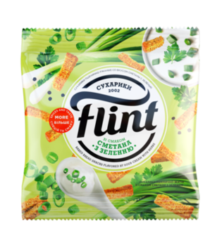 Сухарики Flint 35г со вкусом сметаны с зеленью 
