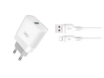 Wall Charger XO + Type-C Cable, Q.C3.0+PD 18W, L64, white 
