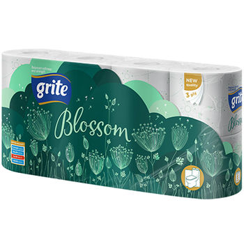 GRITE - Туалетная бумага BLOSSOM 3 слоя 8 рулона 18,75м 