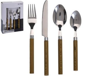 Set de tacimuri EH 24buc, inox, maner din lemn 