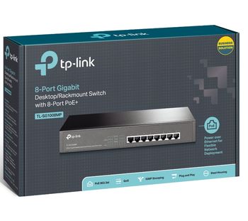 .8-port 10/100/1000Mbps  POE+ Switch TP-LINK "TL-SG1008MP", Desktop/Rackmount 