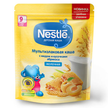 Каша мультизлак мед-абрикос с молоком Nestle, с 9 месяцев, 220г 