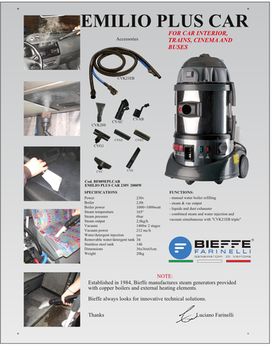 Aspirator cu generator de abur profesional Bieffe Emilio Plus CAR, injectie/extractie, 1400W, 6bar 