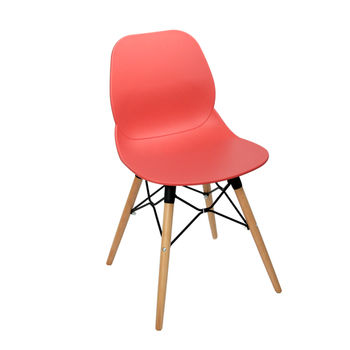 купить Красный пластиковый стул с деревянными ножками и металлической опорой в Кишинёве 