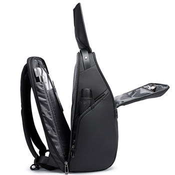 cumpără Rucsac unisex BANGE BG2581 cu clapă magnetică din poliester, negru în Chișinău 