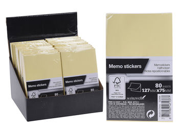 Бумага Memory stick 80 листов 12.5Х7.5cm, желтая 